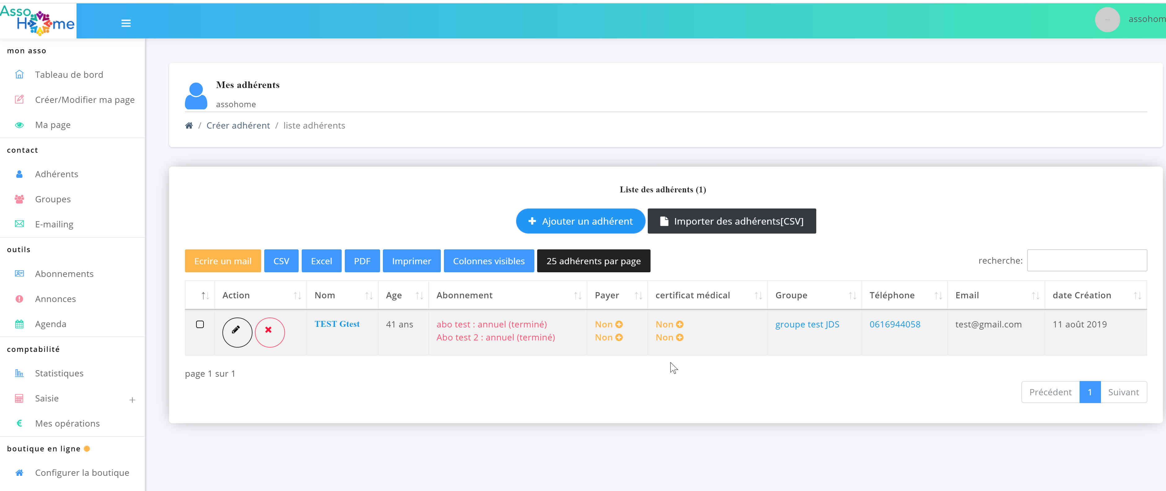 Gestion adherents et adhésions pour associations - ASSOCIATION
